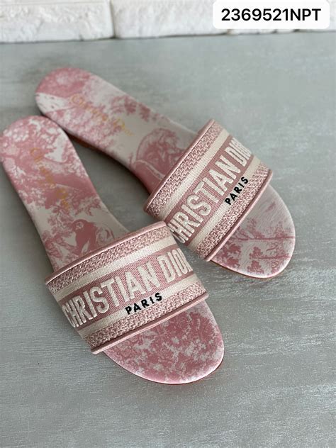 pink christian dior sandals|Christian Dior flat slides.